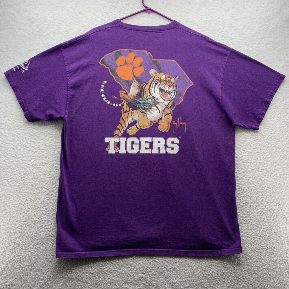 Guy Harvey Clemson Tigers T-Shirt Mens 2XL XXL Purple South Carolina NCAA Sports
